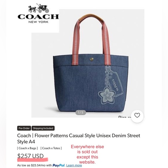 NEW 🌸 Coach | Flower Patterns Casual Style Denim - Picture 15 of 16